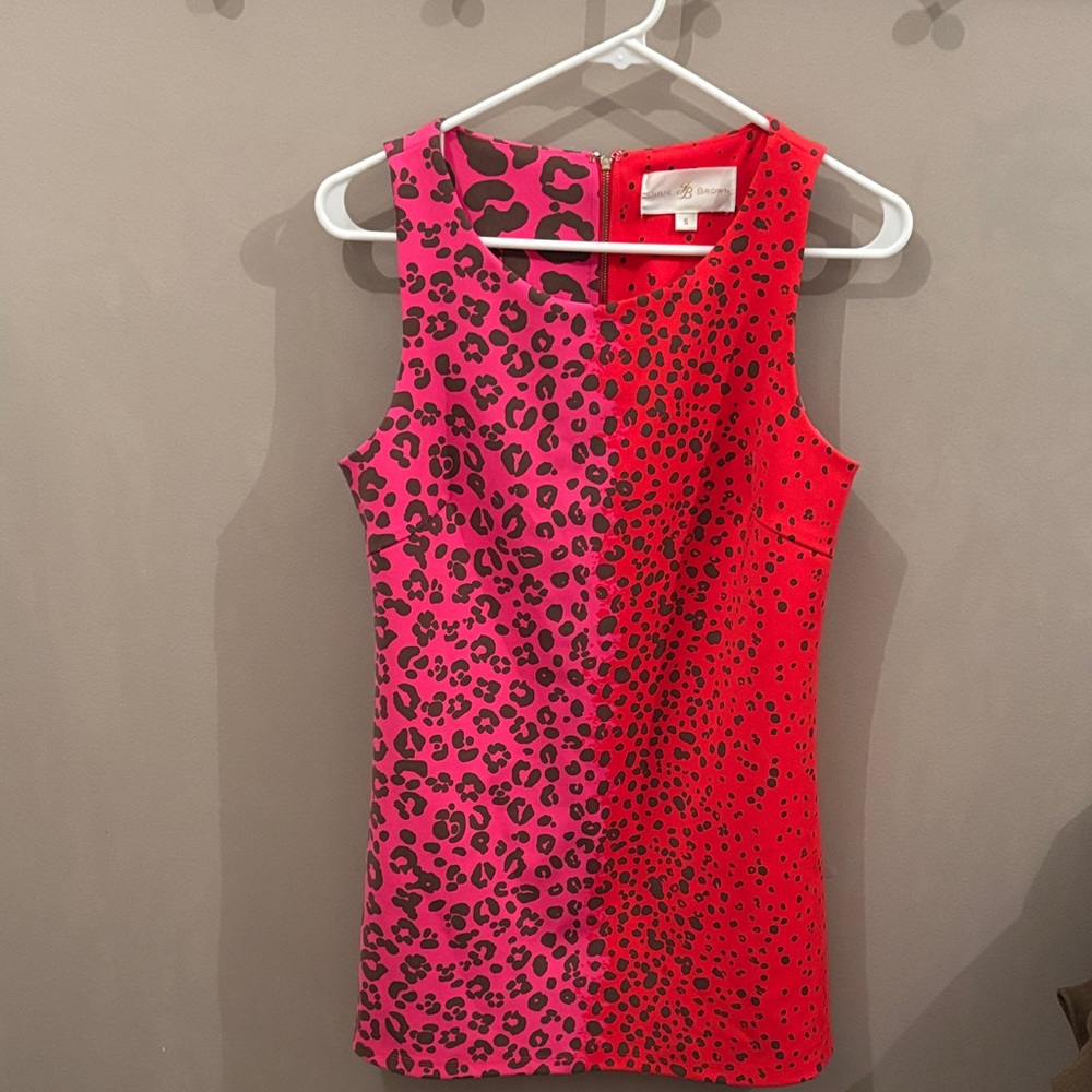 JB by Julie Brown Pink and Red Leopard Print Dress